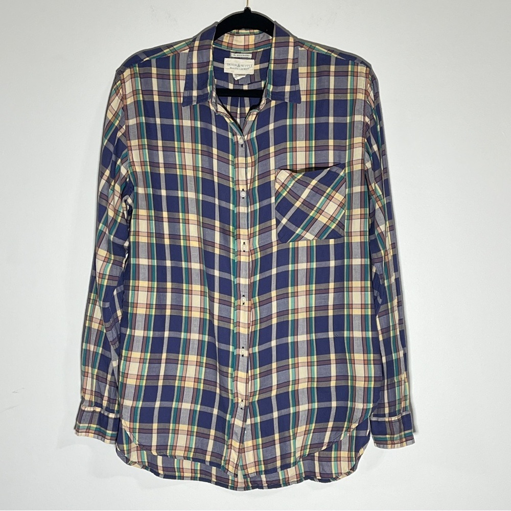 Ralph Lauren Denim & Supply Plaid Boyfriend Shirt Cotton Button Down L